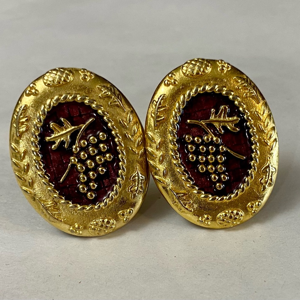 Gold and Brown Vintage-Inspired Grape Cluster Earrings